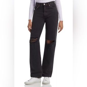 RE/DONE washed black with rip 90s high rise loose size 28